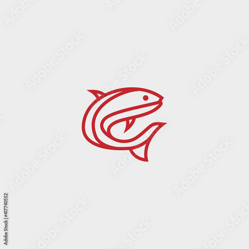 Fish Minimalist logo design premium