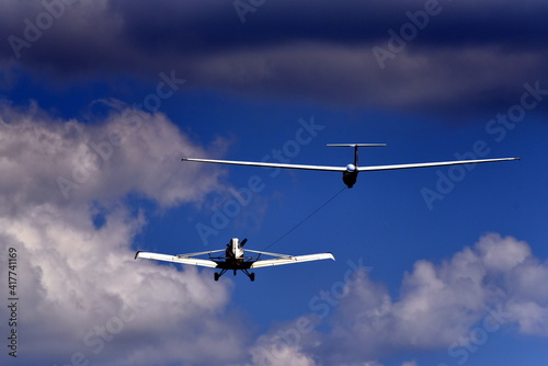 Plane towing sailplane glider airborne