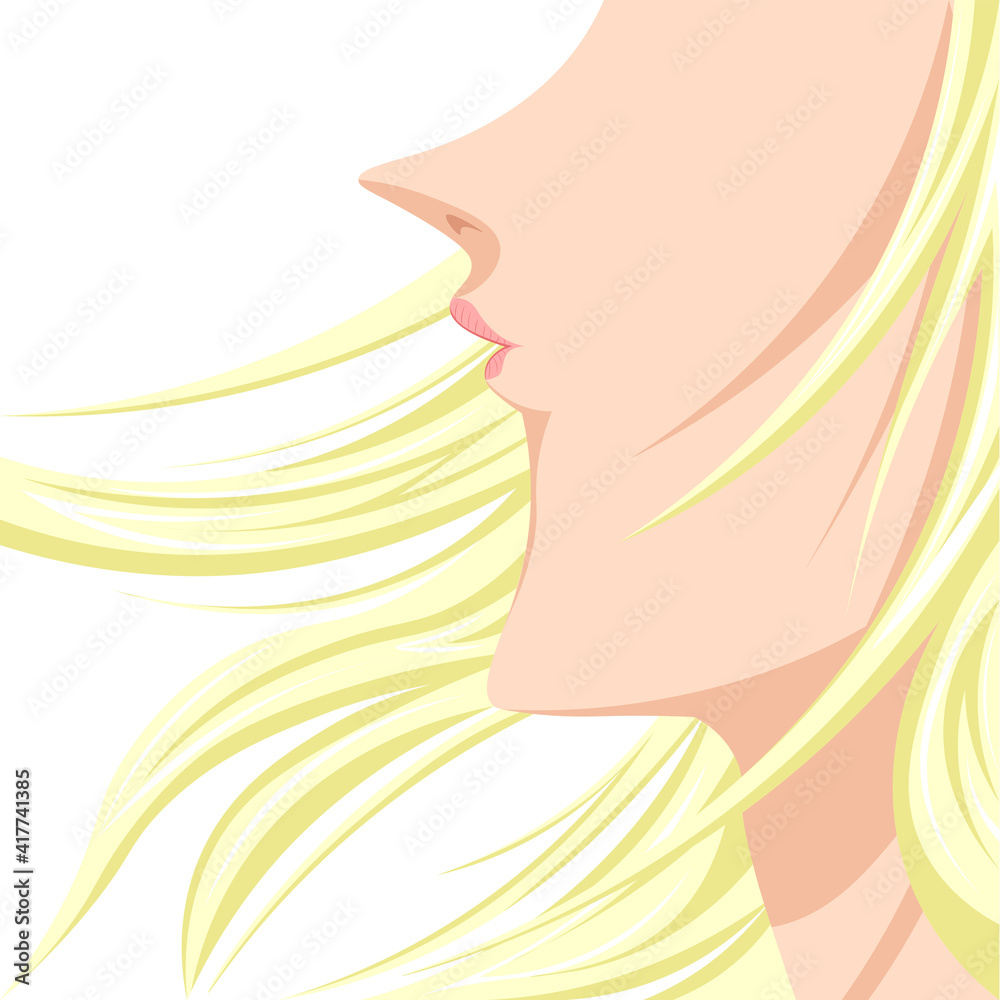 女性 金髪 長髪 横顔 イラスト Stock Illustration Adobe Stock