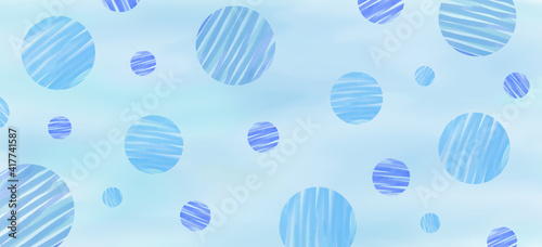 水彩 水玉模様 ブルー