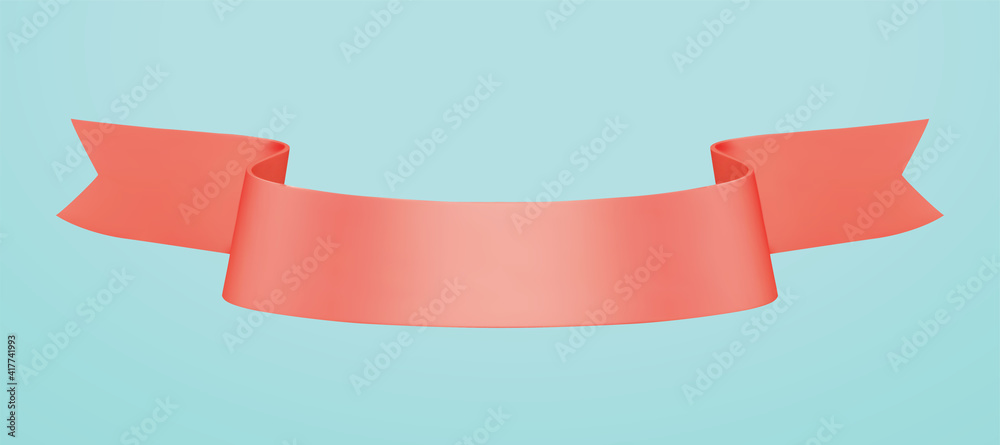 3d pink ribbon banner