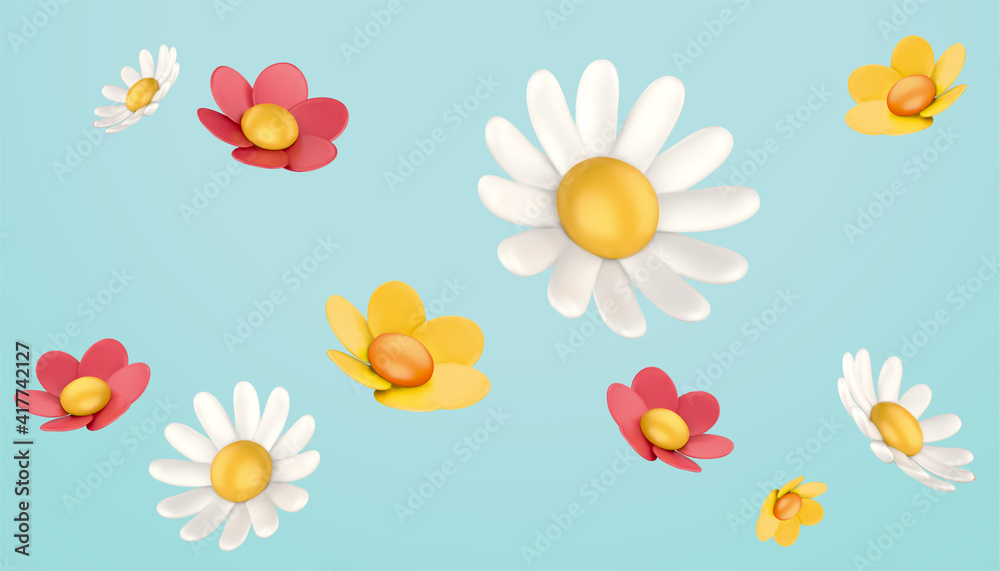 Obraz premium 3d colorful daisy flower collection