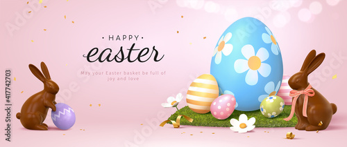 Elegant 3d Easter banner