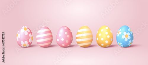 3d Easter eggs with pattern design