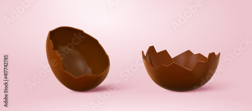 3d cracked chocolate eggshell