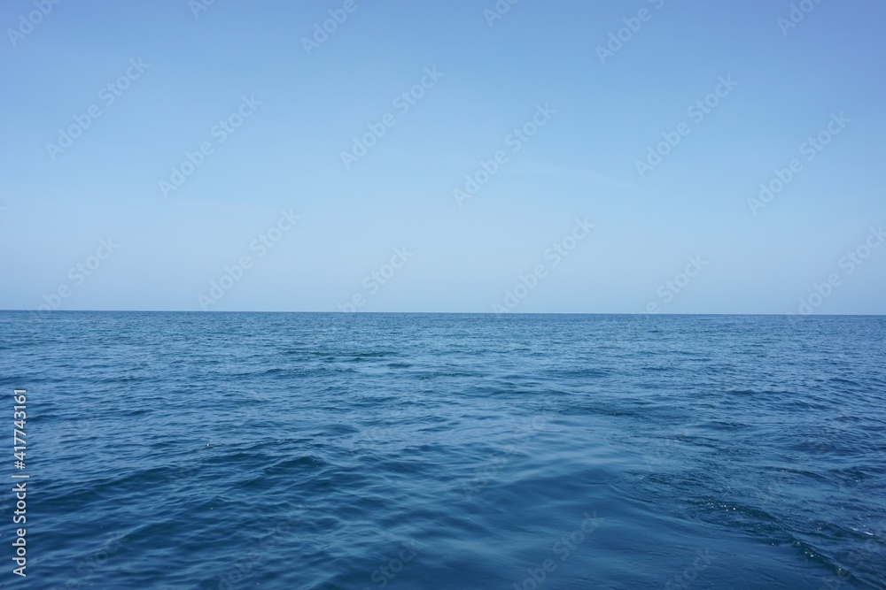 blue sky and blue caribean sea