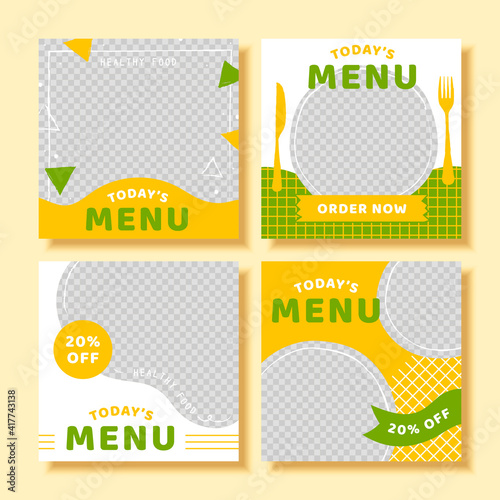 Restaurant social media ad post set