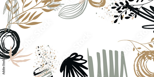 Trendy bohemian abstract square art templates with floral and geometric elements. For social media posts, mobile apps, banners design and web/internet ads. Fashion backgrounds. Boho style background
