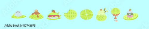 set of waffles cartoon icon design template with various models. vector illustration isolated on blue background