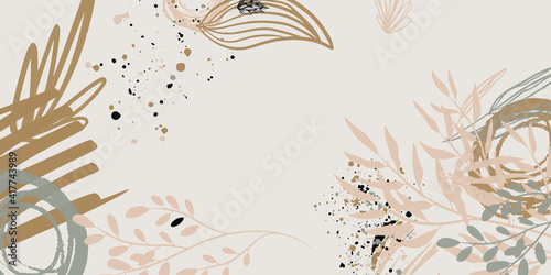 Trendy bohemian abstract square art templates with floral and geometric elements. For social media posts, mobile apps, banners design and web/internet ads. Fashion backgrounds. Boho style background