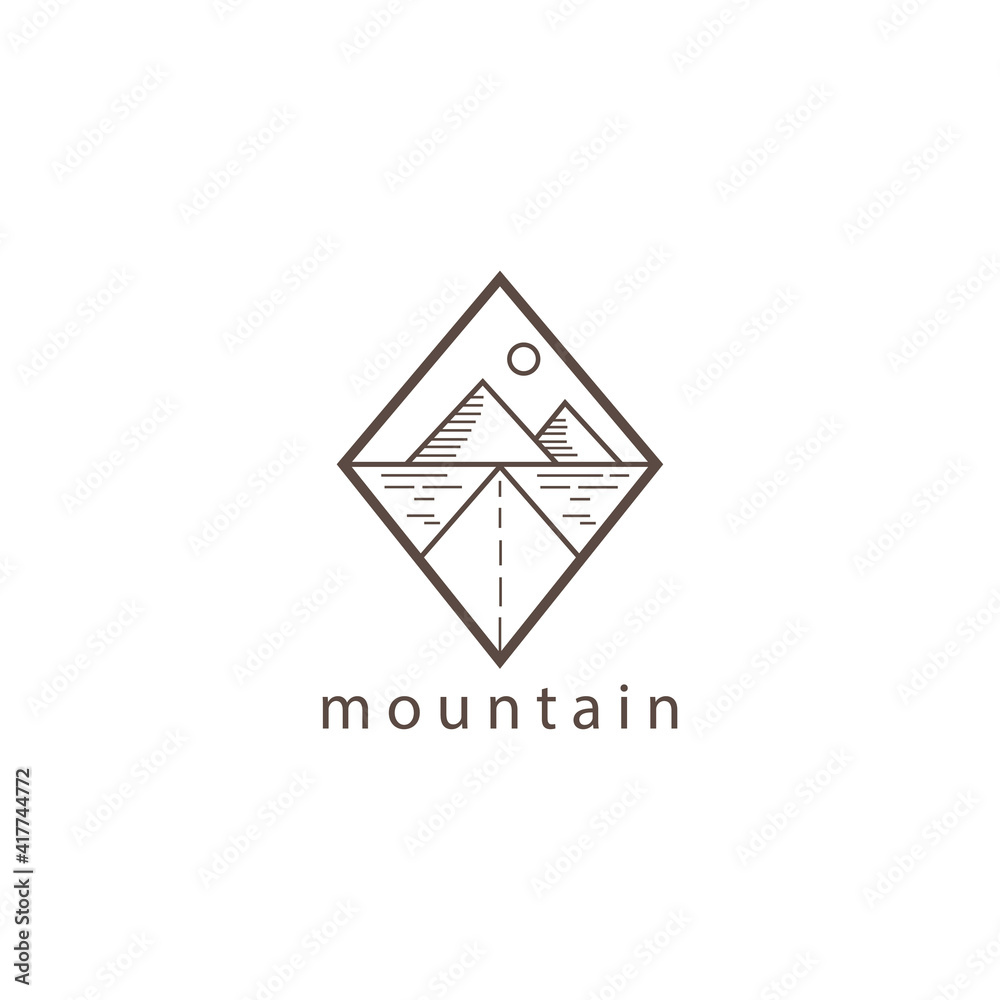 mountain logo outline illustration pyramid design vector mountain logo outline illustration pyramid design vector