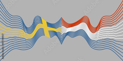 Image relative to politic and economic relationship between Netherlands and Sweden. National flags. Teamwork concept.