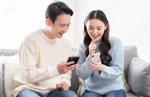 Obraz na płótnie 仲良し日本人　カップルポートレート