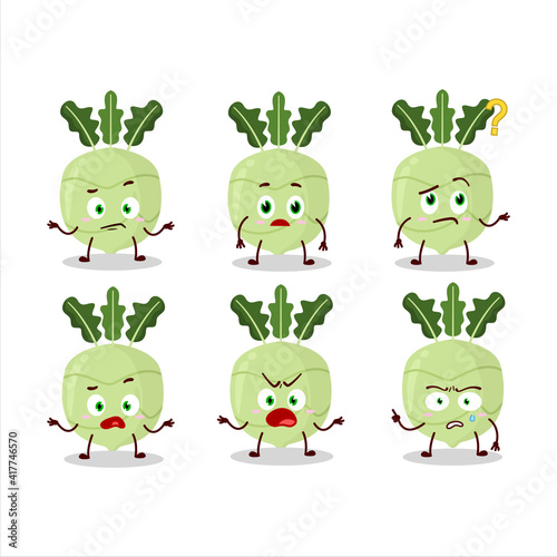 Cartoon character of kohlrabi with what expression