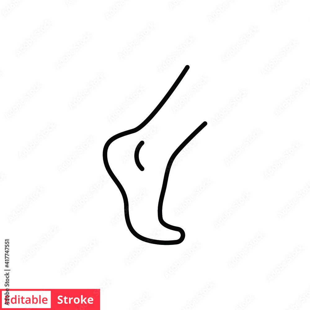 Foot, ankle line icon. Outline style can be used for web, mobile, ui. Pain, hip, ortho, anatomy, body, care concept. Vector logo illustration isolated on white background. Editable stroke EPS 10. Foot, ankle line icon. Outline style can be used for web, mobile, ui. Pain, hip, ortho, anatomy, body, care concept. Vector logo illustration isolated on white background. Editable stroke EPS 10.