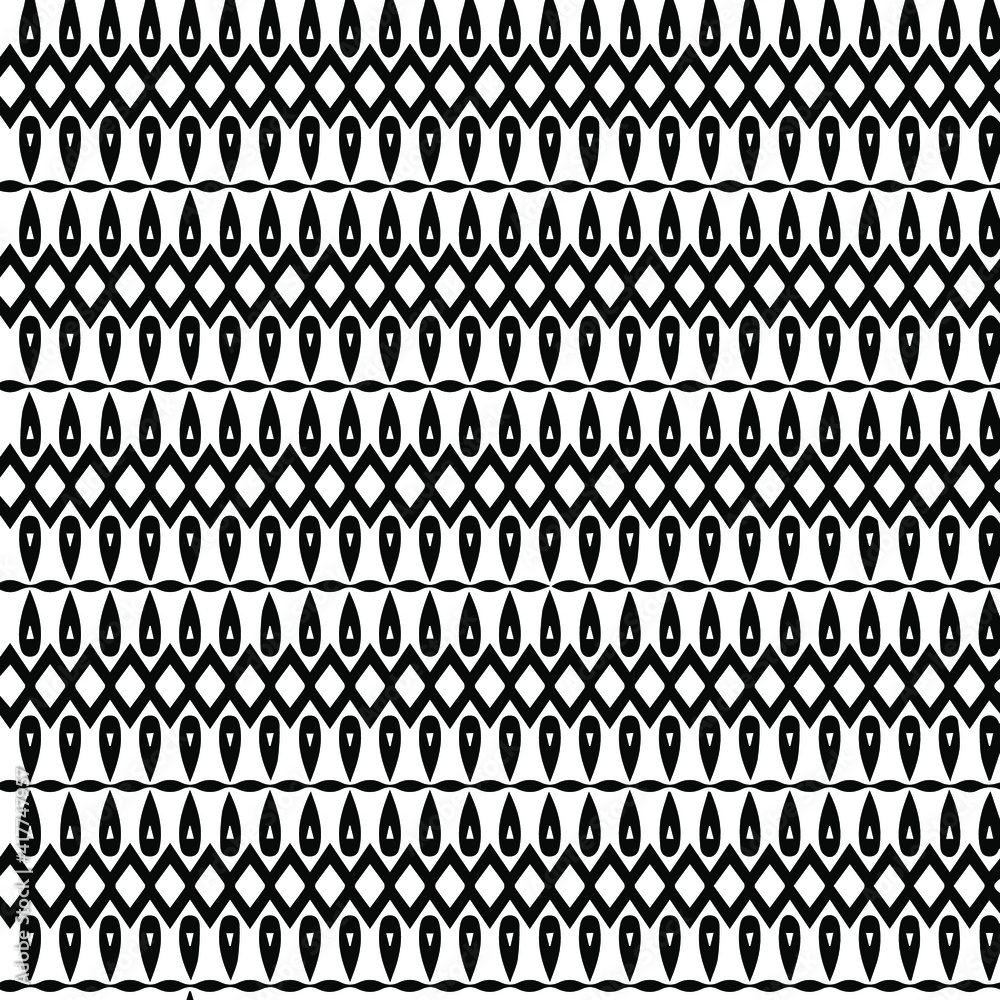 Geometric vector pattern with triangular elements. Seamless abstract ornament for wallpapers and backgrounds. Black and white patterns.. 