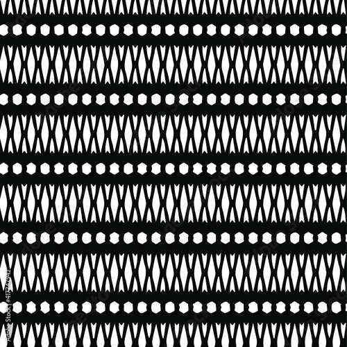 Geometric vector pattern with triangular elements. Seamless abstract ornament for wallpapers and backgrounds. Black and white patterns.. 