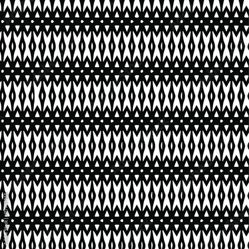 Geometric vector pattern with triangular elements. Seamless abstract ornament for wallpapers and backgrounds. Black and white patterns.. 