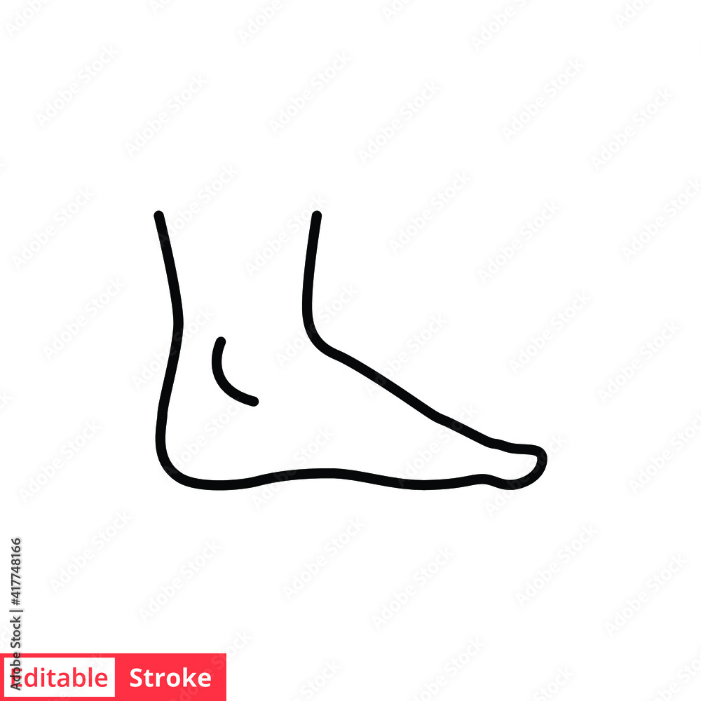 Foot, ankle line icon. Outline style can be used for web, mobile, ui. Pain, hip, ortho, anatomy, body, care concept. Vector logo illustration isolated on white background. Editable stroke EPS 10. Foot, ankle line icon. Outline style can be used for web, mobile, ui. Pain, hip, ortho, anatomy, body, care concept. Vector logo illustration isolated on white background. Editable stroke EPS 10.