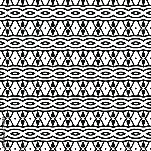 Geometric vector pattern with triangular elements. Seamless abstract ornament for wallpapers and backgrounds. Black and white patterns.. 