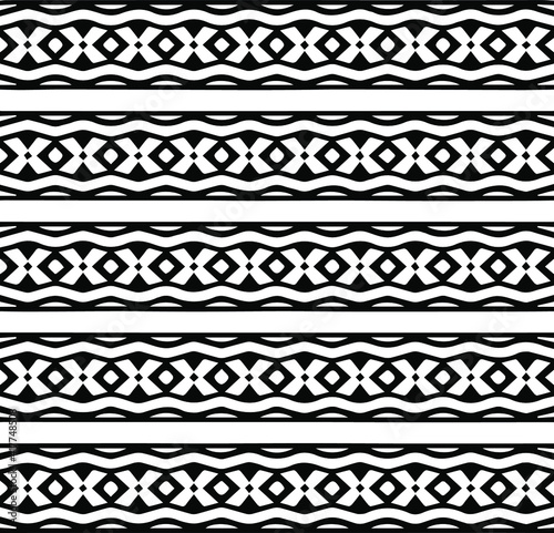 Geometric vector pattern with triangular elements. Seamless abstract ornament for wallpapers and backgrounds. Black and white patterns.. 