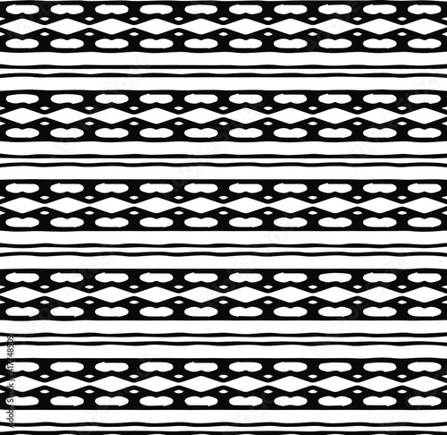 Geometric vector pattern with triangular elements. Seamless abstract ornament for wallpapers and backgrounds. Black and white patterns.. 