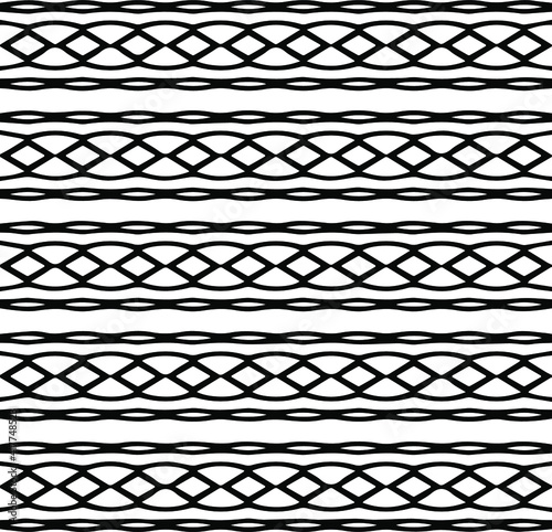 Geometric vector pattern with triangular elements. Seamless abstract ornament for wallpapers and backgrounds. Black and white patterns.. 