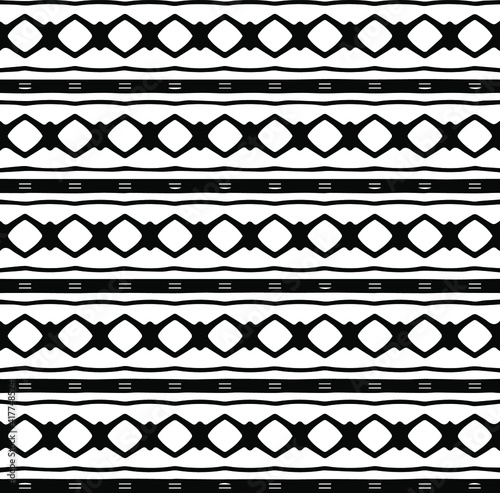 Geometric vector pattern with triangular elements. Seamless abstract ornament for wallpapers and backgrounds. Black and white patterns.. 