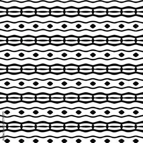  Geometric vector pattern with triangular elements. Seamless abstract ornament for wallpapers and backgrounds. Black and white patterns.. 