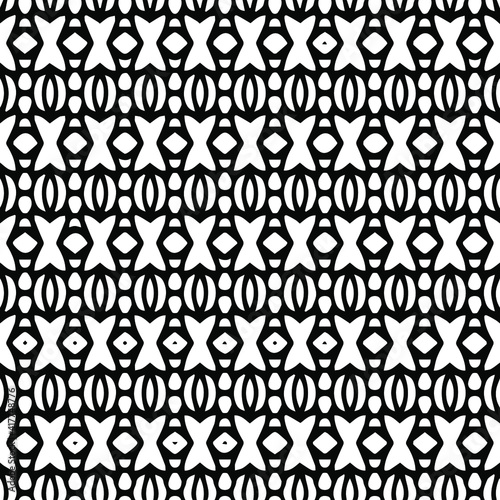  Geometric vector pattern with triangular elements. Seamless abstract ornament for wallpapers and backgrounds. Black and white patterns.. 