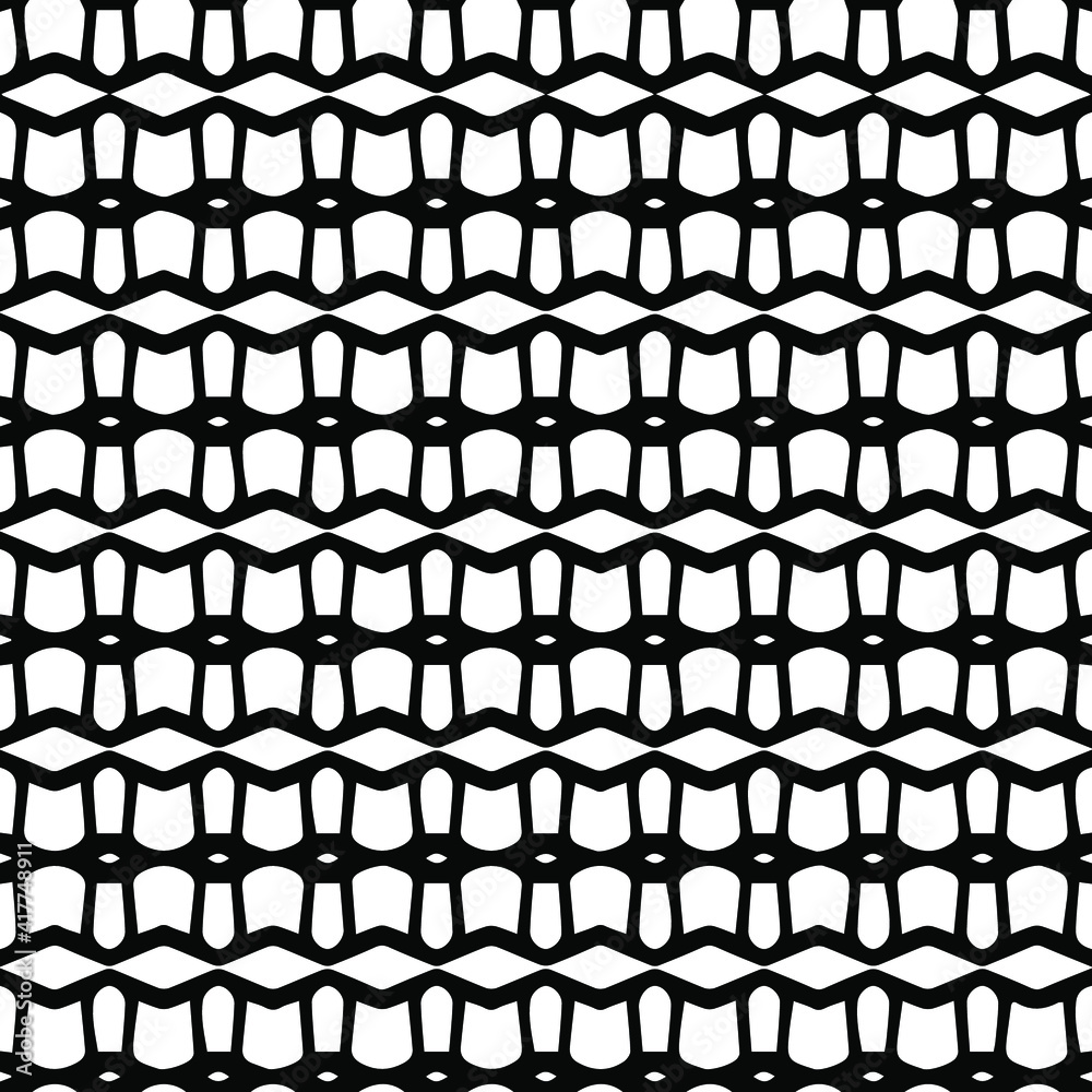 Fototapeta premium Geometric vector pattern with triangular elements. Seamless abstract ornament for wallpapers and backgrounds. Black and white patterns.. 