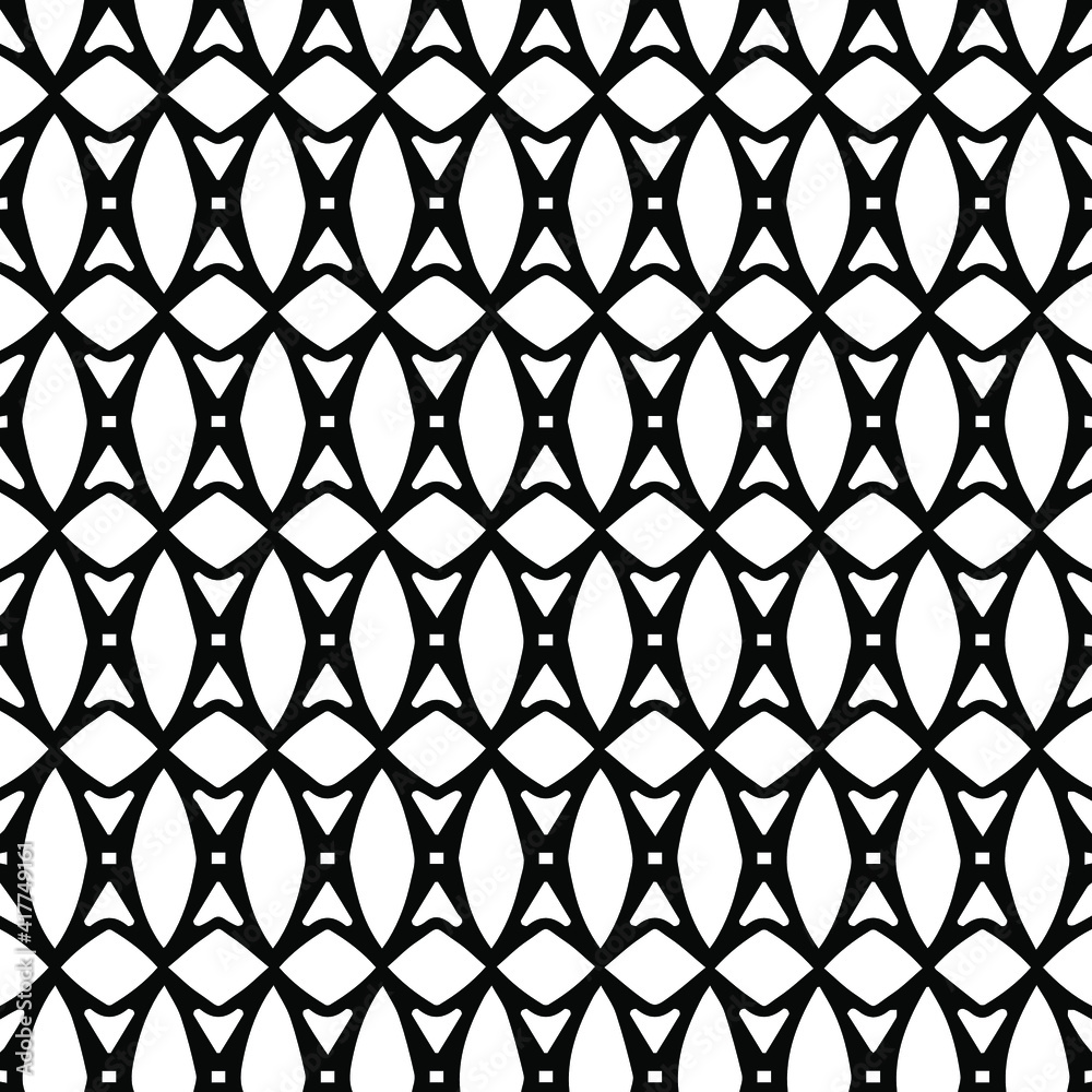 Geometric vector pattern with triangular elements. Seamless abstract ornament for wallpapers and backgrounds. Black and white patterns.. Geometric vector pattern with triangular elements. Seamless abstract ornament for wallpapers and backgrounds. Black and white patterns..