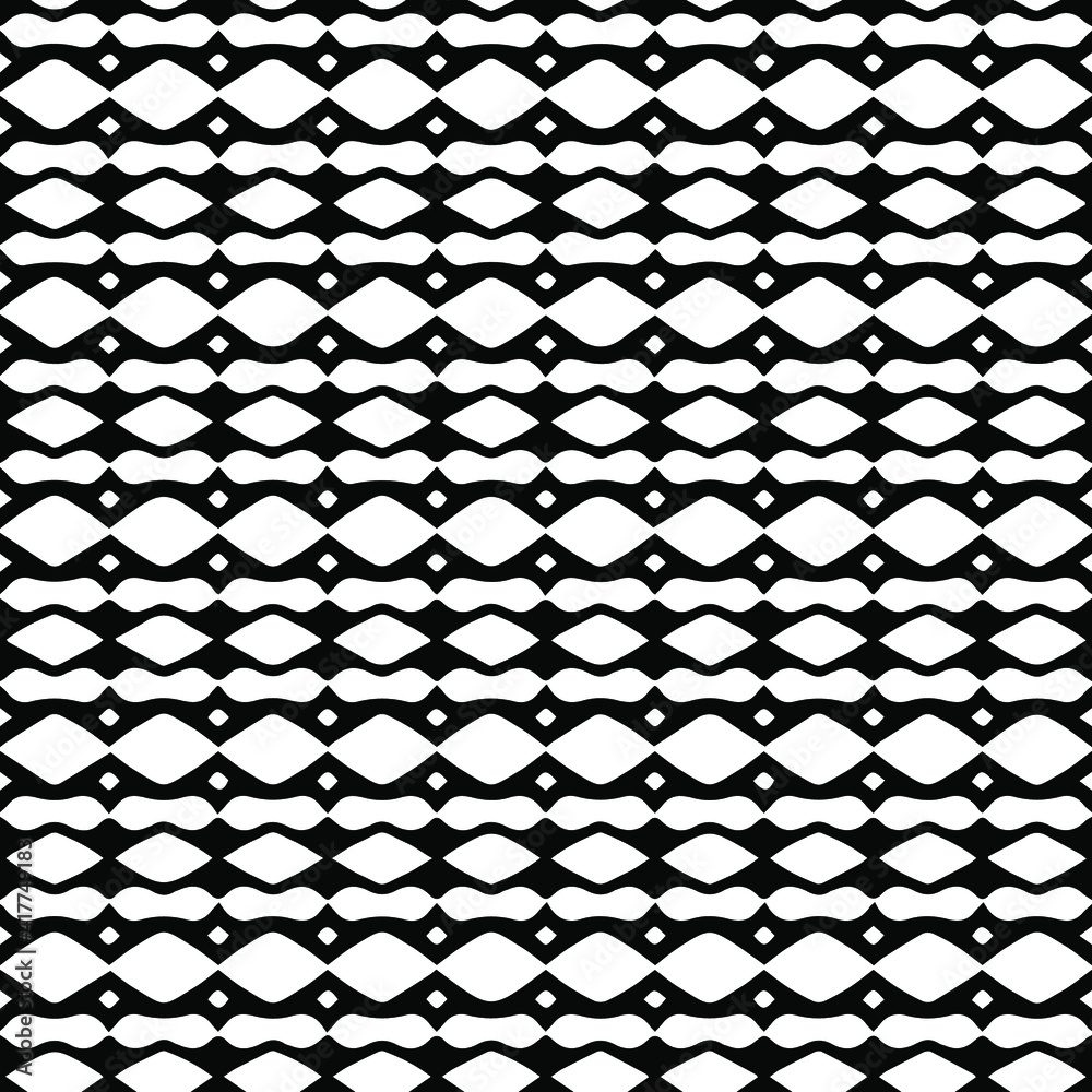 Fototapeta premium Geometric vector pattern with triangular elements. Seamless abstract ornament for wallpapers and backgrounds. Black and white patterns.. 