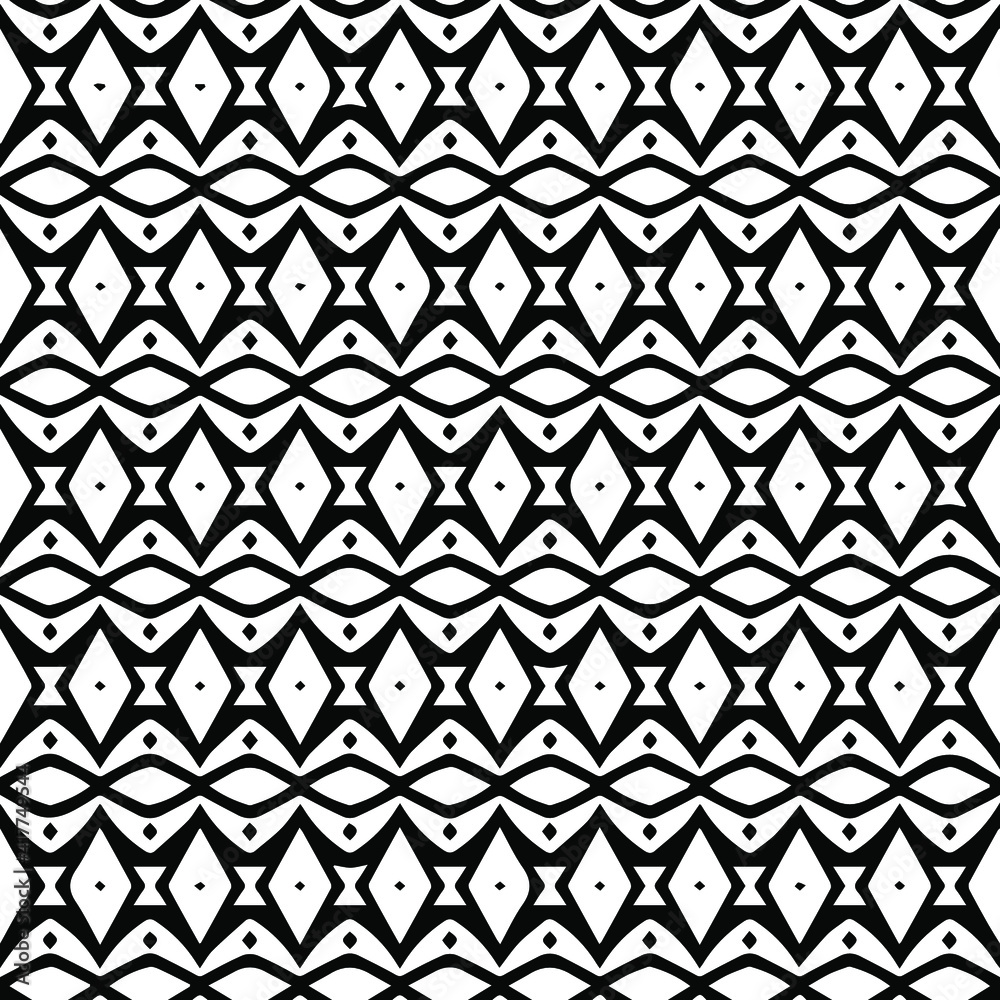 Geometric vector pattern with triangular elements. Seamless abstract ornament for wallpapers and backgrounds. Black and white patterns.. Geometric vector pattern with triangular elements. Seamless abstract ornament for wallpapers and backgrounds. Black and white patterns..