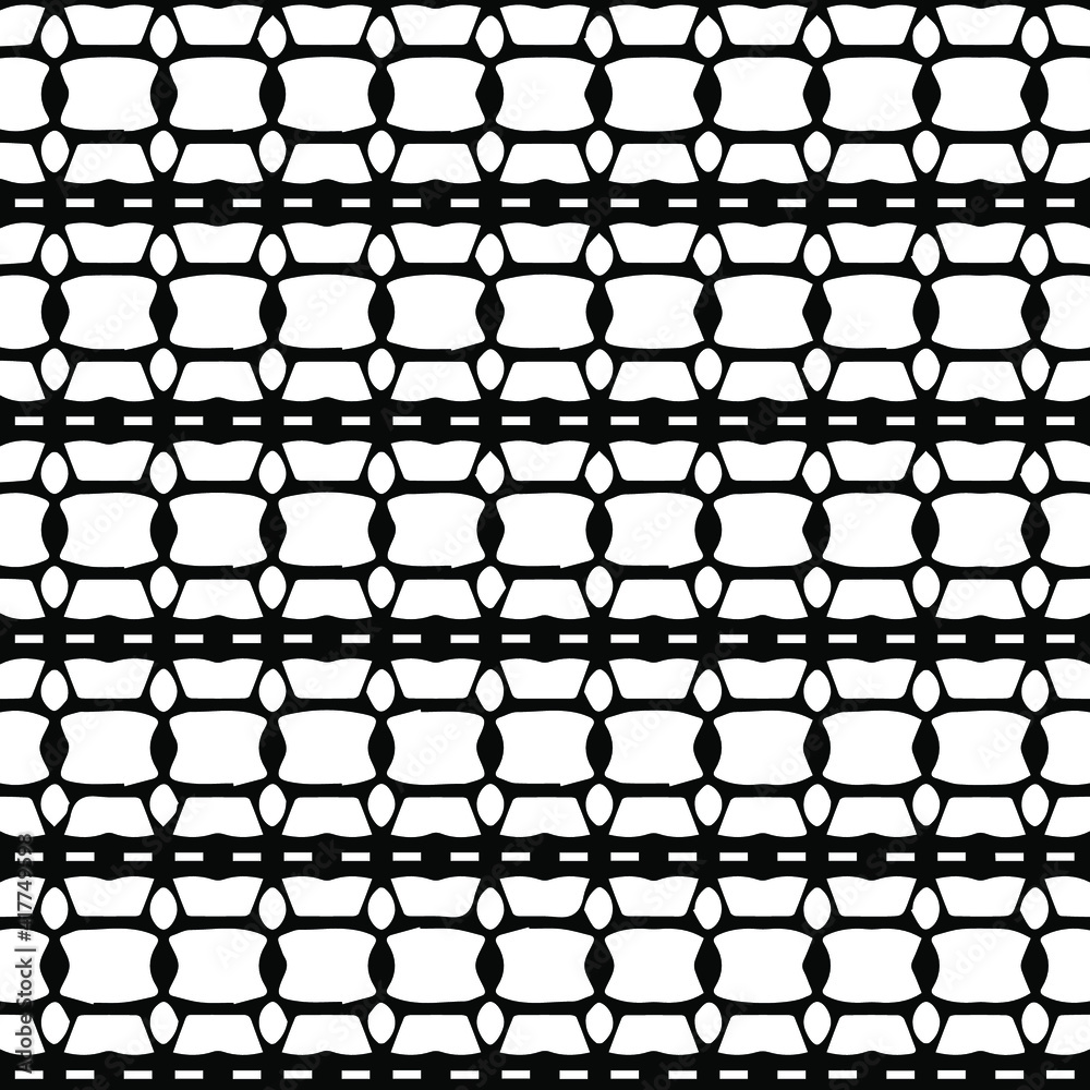 Naklejka premium Geometric vector pattern with triangular elements. Seamless abstract ornament for wallpapers and backgrounds. Black and white patterns.. 