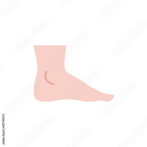 Foot, ankle coloured icon. Flat style can be used for web, mobile, ui. Pain, hip, ortho, anatomy, body, care concept. Vector logo illustration isolated on white background. EPS 10.