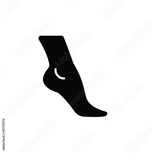 Foot, ankle glyph icon. Solid style can be used for web, mobile, ui. Pain, hip, ortho, anatomy, body, care concept. Vector logo illustration isolated on white background. EPS 10.
