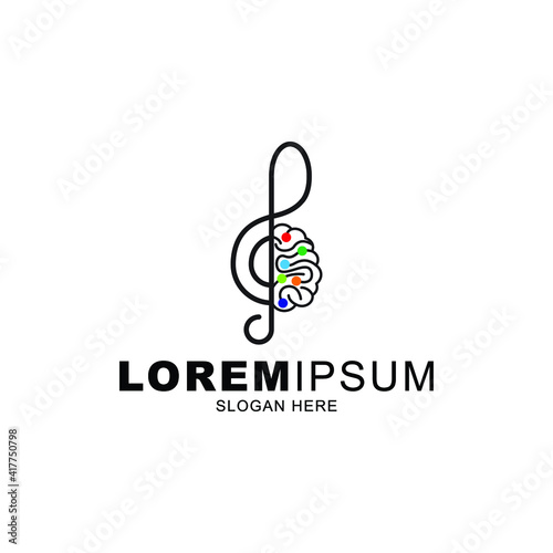 brain logo therapy with music icon and G major and minor scale