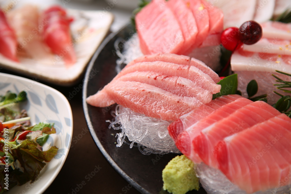 Fresh tuna sashimi with red fish