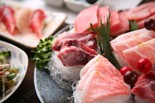 Fresh tuna sashimi with red fish