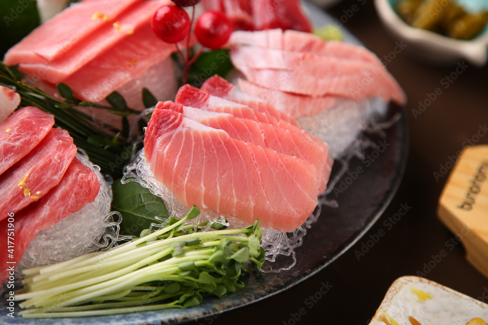 Fresh tuna sashimi with red fish