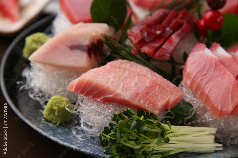 Fresh tuna sashimi with red fish Fresh tuna sashimi with red fish