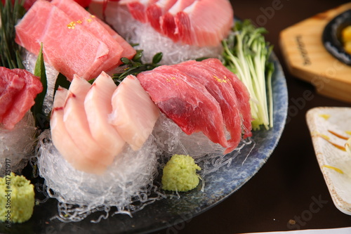 Fresh tuna sashimi with red fish