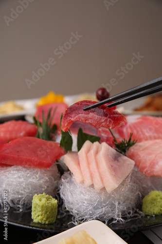 Fresh tuna sashimi with red fish