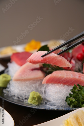 Fresh tuna sashimi with red fish