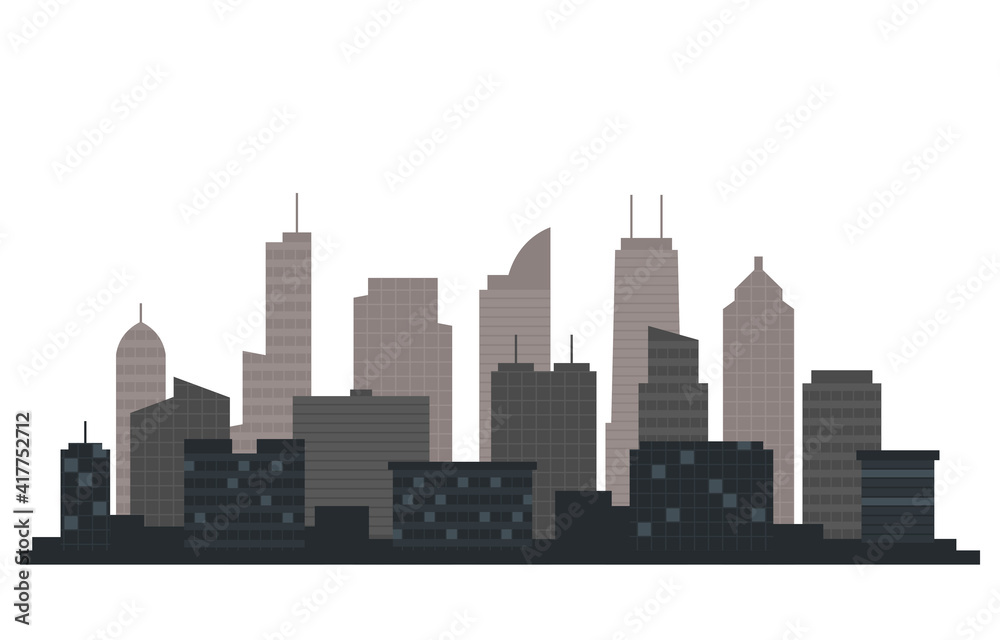 City Building Cityscape Skyline Business White Background Illustration