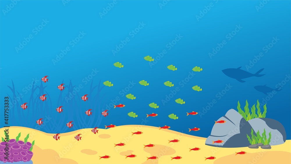 underwater world with fishes