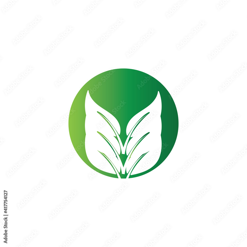 Simple green leaf icon vector logo Simple green leaf icon vector logo