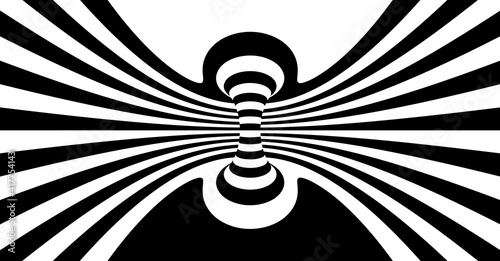 Abstract background made of distorted lines. Pattern with optical illusion. Psychedelic stripes. Vector illustration for brochure, flyer, card, banner or cover.