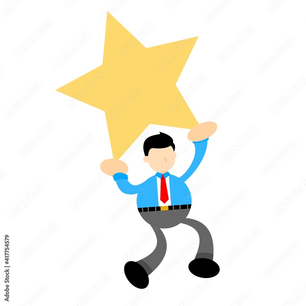 businessman worker and yellow bright star cartoon doodle flat design style vector illustration businessman worker and yellow bright star cartoon doodle flat design style vector illustration